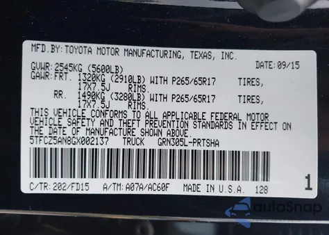 2016 Toyota Tacoma Trd Sport from USA, damaged, VIN 5TFCZ5AN8GX002137